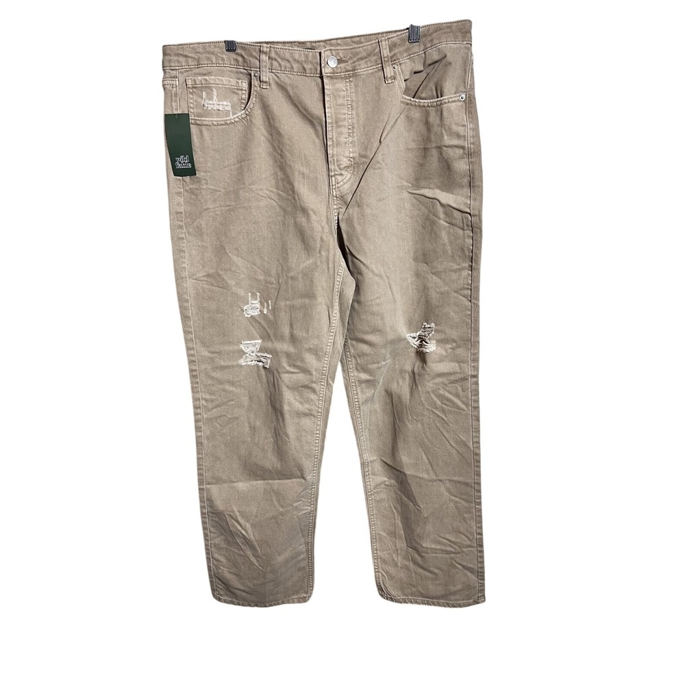 Wild Fable Womens‎ Distressed Khaki High Rise Straight Leg Jeans